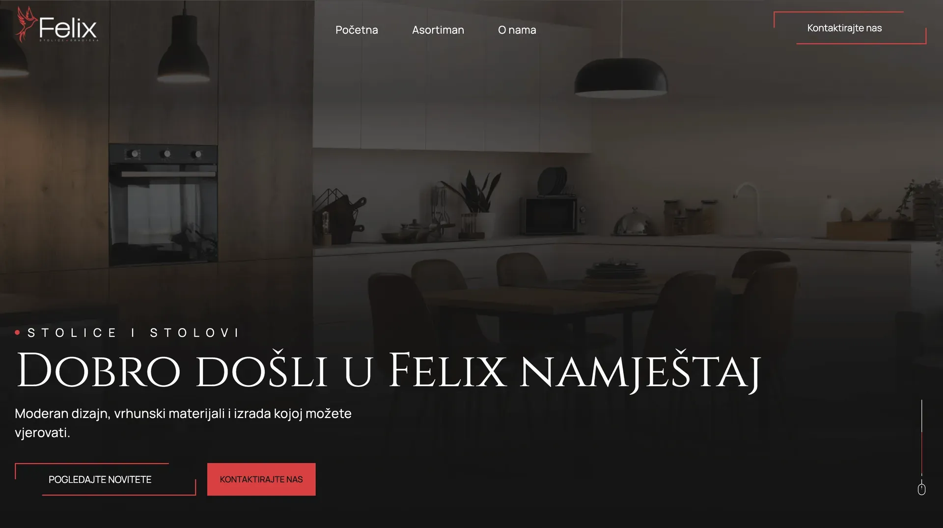 Felix furniture brand website showcasing premium pieces