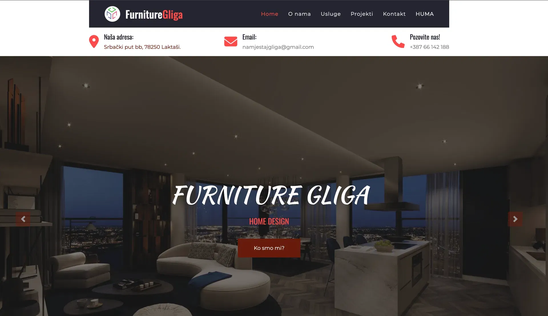 Furniture Gliga custom-made furniture brand website