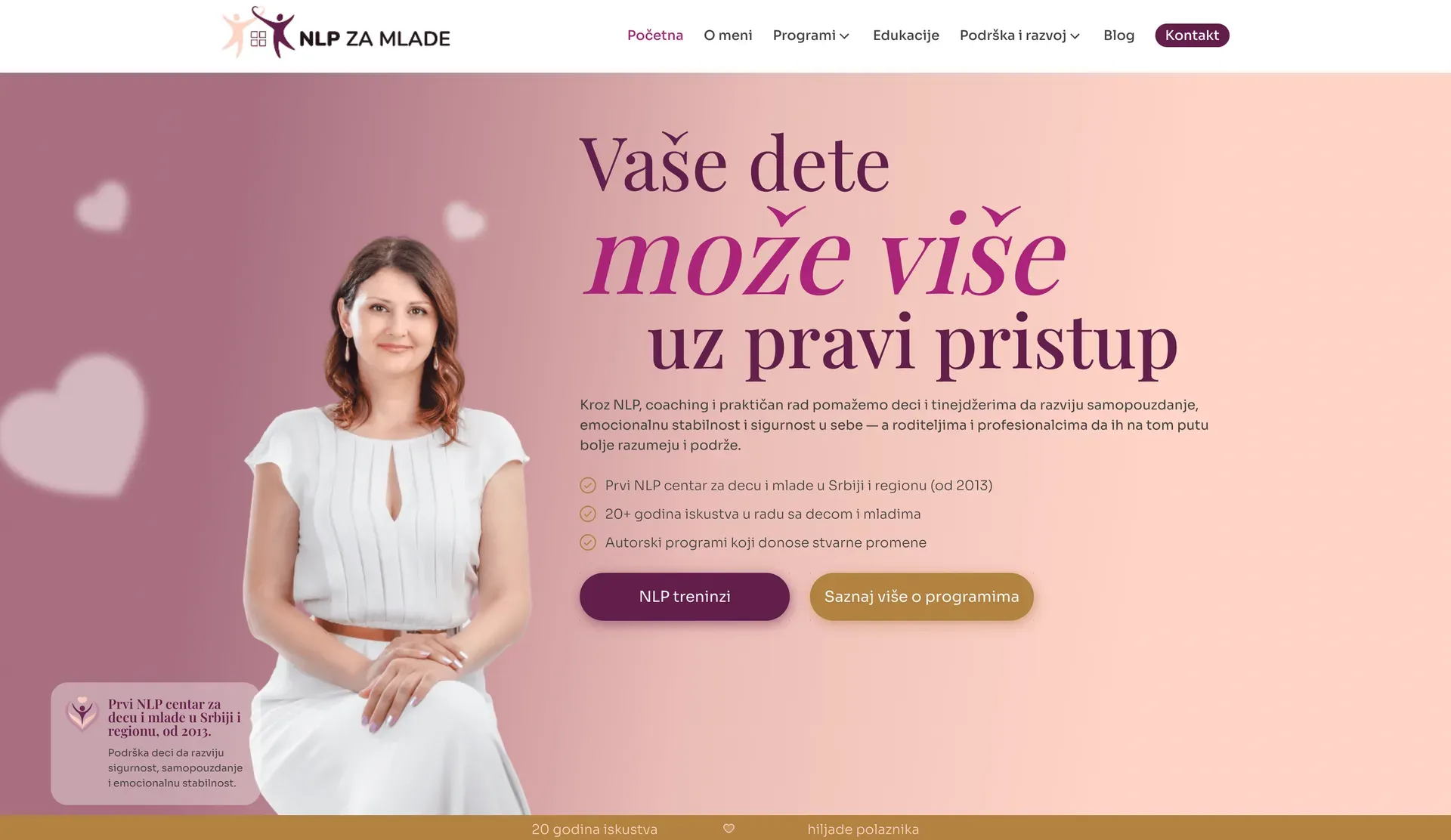NLP for Youth center website for children and teenagers