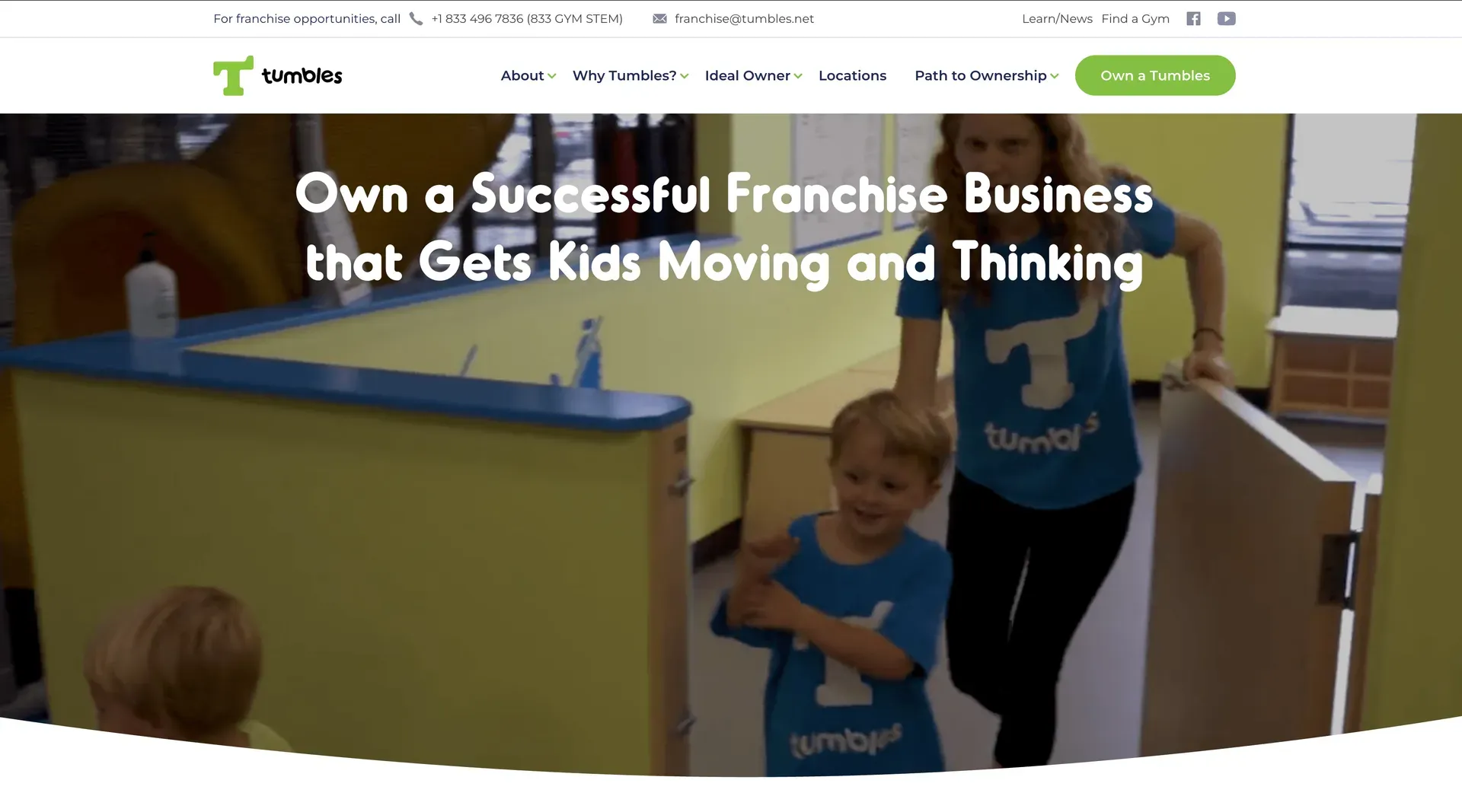 Tumbles kids franchise business website